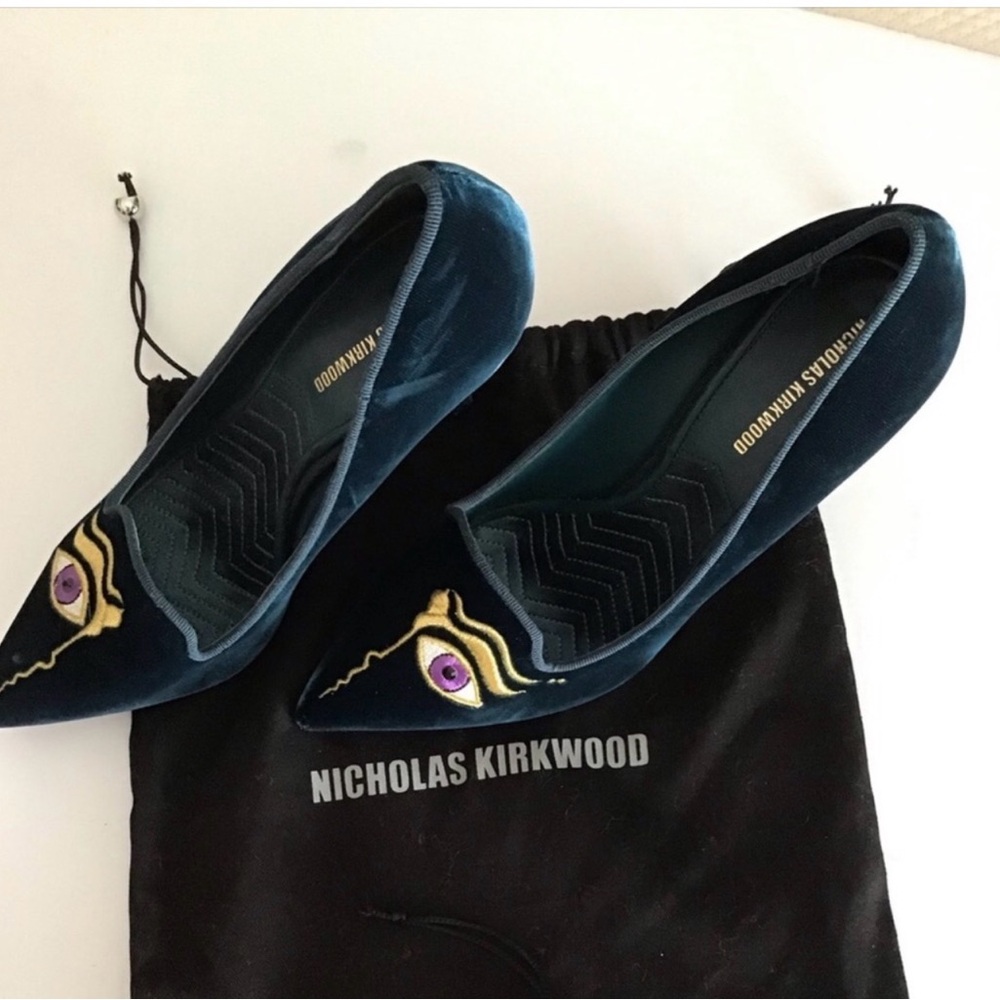 Nicholas Kirkwood Blue Velvet eye design Shoes